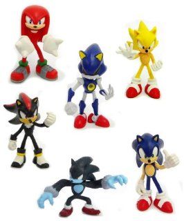 Tomy Gacha Set of 6 Sonic the Hedgehog Buildable 2.5 Inch Mini Figures Sonic, Shadow, Werehog, Metal Sonic, Knuckles Super Sonic Toys & Games