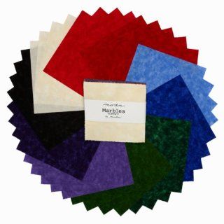 Moda Basics Marbles Bright Charm Pack, Set of 42 5 inch (12.7cm) Precut Cotton Fabric Squares