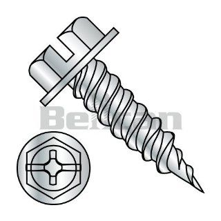 Bellcan BC 1016PCW Combo (slot/phil)Indented Hex Washer 1/4" Across Flats F/T Self Piercing Screw Zinc 10 16 X 1 (Box of 3000) Self Drilling Screws