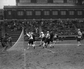 1926 photo Lacross game, U. of Md. & Oxford Cambridge team, 4/2/26 Vintage Bl a7  