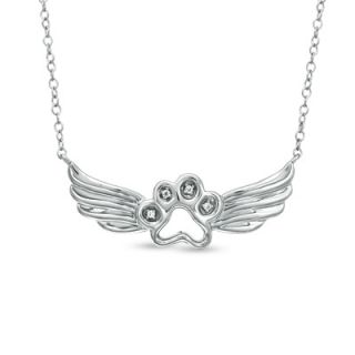 ASPCA® Tender Voices™ Diamond Accent Paw with Wings Necklace in