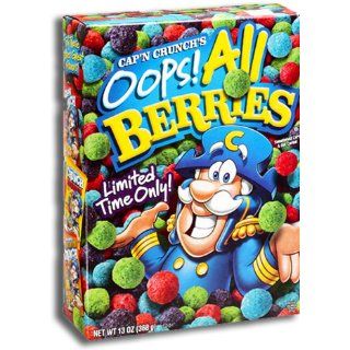 Cap'n Crunch OOPS All Berries Cereal, 13 Ounces  Cold Breakfast Cereals  Grocery & Gourmet Food
