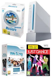 Nintendo Wii Console Bundle (Including Wii Sports Resort, Just Dance & We Sing including 2 USB microphones)      Nintendo Wii