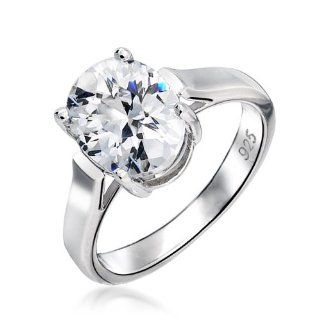 Bling Jewelry 4 Prong 2.5ct Solitaire Oval CZ Engagement Ring Sterling Silver Jewelry