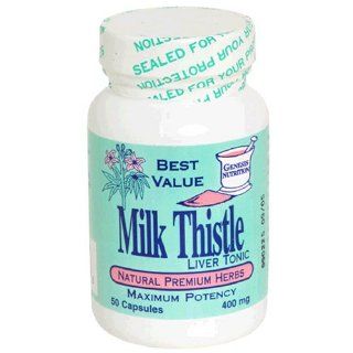 Genesis Nutrition  Milk Thistle, 400 mg, 50 Count Bottles (Pack of 4) Health & Personal Care