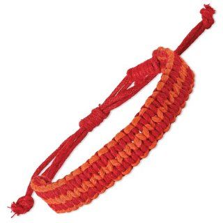 Pack of 2 Red & Orange Braided Cotton Adj. Bracelet Jewelry
