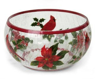 Heaven & Nature Sing Hand painted Crackle Glass Bowl Serveware Kitchen & Dining