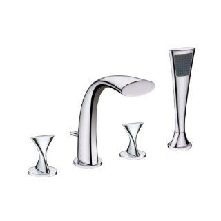 Ultra Faucets UF65340 Twist Collection Two Handle Roman Bathtub Faucet with Hand Shower, Chrome   Two Handle Tub Only Faucets  