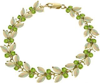 14k Gold Butterfly Bracelet with Genuine Opal & Peridot Jewelry