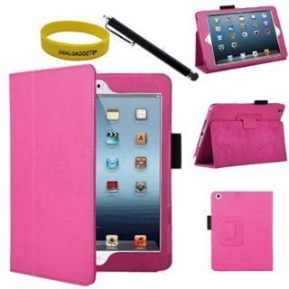 Dealgadgets� Hot Pink Leather Case Cover for Apple Ipad Mini 2 with Free Black Stylus & Wristband Computers & Accessories