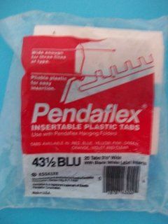 Pendaflex, 43 1/2BLU, Insertable Plastic Tabs, Blue, 25 Tabs, 3 1/2" Wide, With Blank White Label Insert  Index Tabs 