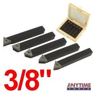 Anytime Tools 5 Piece 3/8" MINI LATHE INDEXABLE CARBIDE INSERT TOOL BIT SET Indexable Insert Holders
