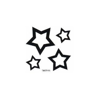 BT0045 4 Stars, Temporary Body Skin Tattoo, Sticks On Almost Any Surface Toys & Games