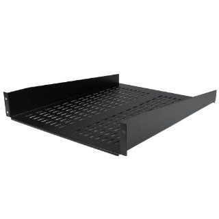 StarTech 2U 22 Inch 50lbs / 22kg Vented Rack Mount Cantilever with Fixed Server Rack Cabinet Front Mounted Fixed Shelf   CABSHELF22V (Black) Computers & Accessories