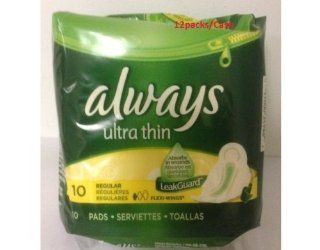Always Pads Ultra Thin, Flexi wings, Regular, 10 Count (Pack of 6) Health & Personal Care