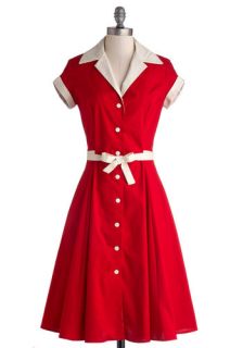 Comedy Hour Dress in Solid Red  Mod Retro Vintage Dresses