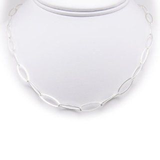 Flat Oval Sterling Silver Chain Necklace Toggle Clasp Nickel Free Italy 24 Inch Jewelry