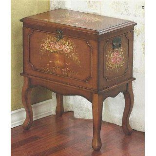 Victorian Hand Painted Floral Wood Hope Chest Cabinet   Storage Chests