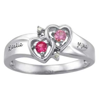 Sterling Silver Simulated Birthstone and Cubic Zirconia Couples Amour