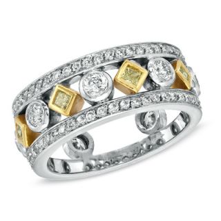 10 CT. T.W. Fancy Yellow and White Diamond Band in 18K Two Tone
