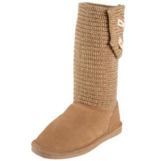 BEARPAW Women's Cable Knit Boot, Chestnut, 10 M US Shoes