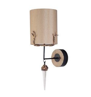 Flambeau Lighting Diego Taupe Gold Sconce Silk Shade   Wall Sconces  