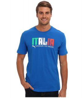 PUMA Italia World Cup Tee Mens Short Sleeve Pullover (Blue)