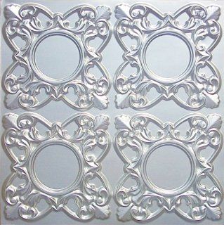 Discounted Faux Tin Silver Ceiling Tile, # 133 Can Be Glue On, staple On, tape On, nail On Clean Smooth Flat Surface, Also Can Glue Over Popcorn Pvc 24"x24" with Overlaping Edges   Masking Tape  