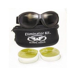 Motorcycle Goggles with 3 Sets of Interchangeable Lenses Smoke Clear and Yellow Plus a Neoprene Zipper Bag with Lens Divider Also Has Soft Airy Foam Padding Sports & Outdoors