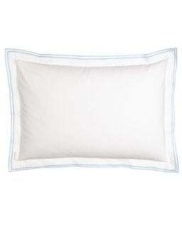 Queen White Sham withEmbroidered Blue Trim, 20 x 30