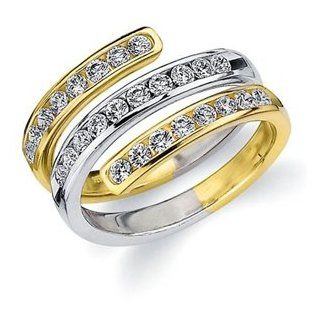 18k Two Tone Gold Channel Set Diamond Wrap Around Ring (1.0 cttw, H I Color, SI1 SI2 Clarity) SIZE 4.5 Eternity Wedding Bands Jewelry