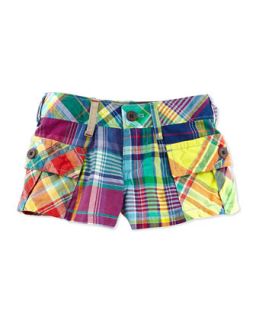 Madras Plaid Cargo Shorts, Red, Girls 4 6X   Ralph Lauren Childrenswear