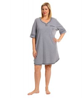Karen Neuburger Plus Size IVP Elbow Sleeve Henley Nightshirt Womens Pajama (Gray)