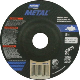 Norton Metal Grinding Wheel — 4.5in. Dia., Model# 66252843607  Grinding Wheels