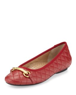 Suzy Quilted Nappa Ballet Flat, Red