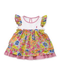 Floral Checked Combo Dress & Bloomers Set, Pink, Sizes 9 24 Months   Ralph