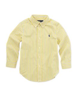 Striped Long Sleeve Blake Shirt, Yellow, Sizes 4 6   Ralph Lauren Childrenswear