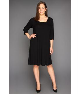 Karen Kane Plus Size Three Quarter Sleeve A Line Dress Womens Dress (Black)