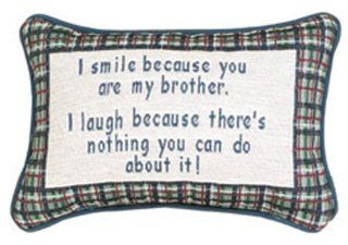 "I Smile Because You're My Brother" Plaid Rectangular Throw Pillow 8.5" x 12.5"  
