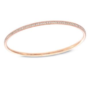 Crystal Double Row Bangle Bracelet in Brass with 18K Rose Gold Plate
