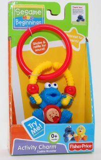 Fisher Price Sesame Beginnings Activity Charm Cookie Monster  Baby Rattles  Baby