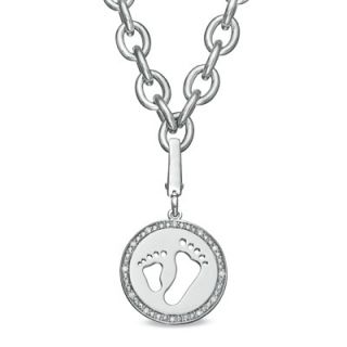 Tiny Toes™ Diamond Accent Baby Feet Charm Necklace in Sterling