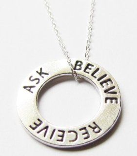 Ask Believe Receive Affirmation Necklace Sterling Silver 18"  Other Products  