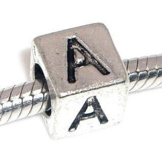 Pro Jewelry Alphabet Beads A Z Letter Block Charm Bead for Snake Chain Charm Bracelets (A) Jewelry