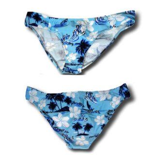 Steve and Barrys Swimwear Bikini Bottom Brief Tropical Island Blue Size Medium 