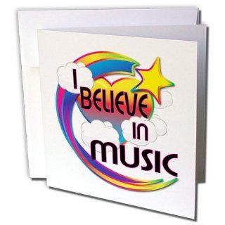 gc_166701_1 Dooni Designs   Believe In Dreamy Belief Designs   I Believe In Music Cute Believer Design   Greeting Cards 6 Greeting Cards with envelopes 