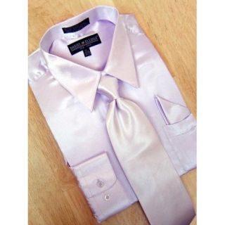 Daniel Ellissa Lavender Satin Dress Shirt/Tie/Hanky Set (M) at  Men�s Clothing store