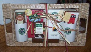 Starbucks Coffee Cups French Roast Gift Set +Biscotti  Gourmet Coffee Gifts  Grocery & Gourmet Food