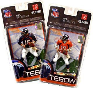McFarlane Toys NFL Sports Picks Series 23 Set of Both Tim Tebow (Denver Broncos) Action Figures Blue Jersey Orange Jersey Toys & Games