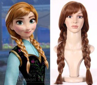Free Hair Cap + Princess Frozen Snow Queen Elsa Cosplay Wig Elsa Wig Anna Wig 3 Colors (Brown)  Beauty